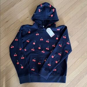 Cherry embellished navy sweatshirt size L NEW!